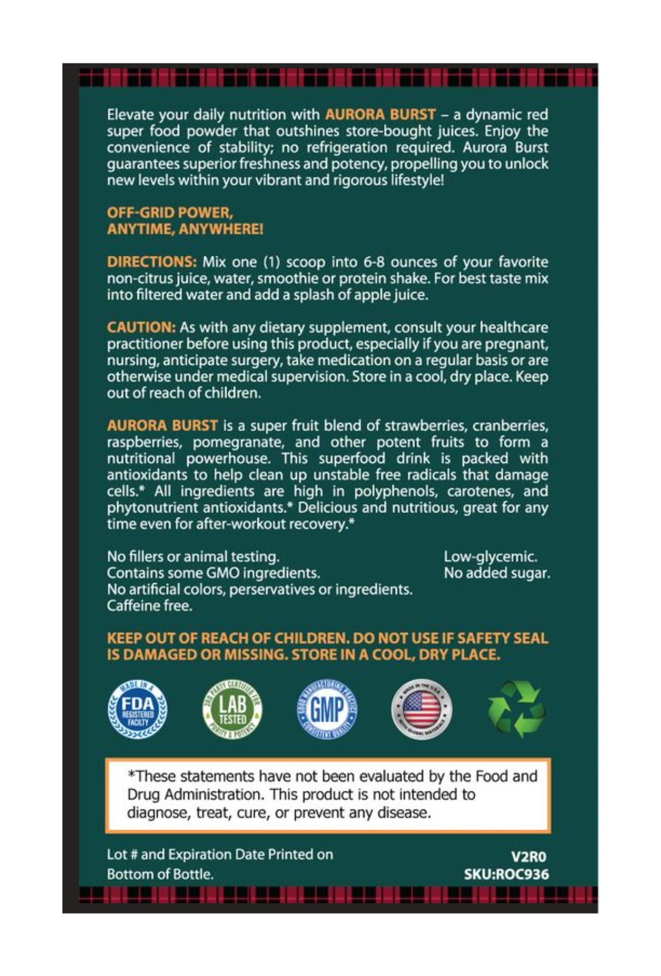 AURORA BURST - Red Superfood - Kiwi Strawberry