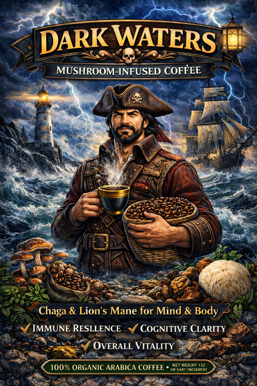 DARK WATERS - Mushroom Infused Coffee -